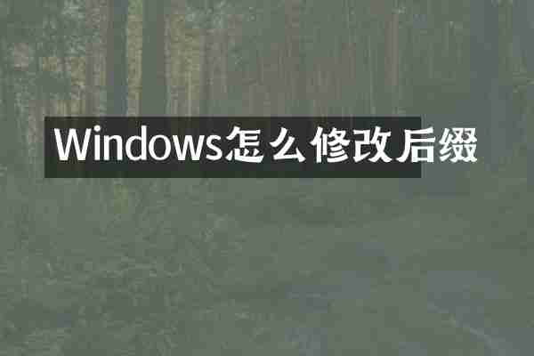 Windows怎么修改后缀