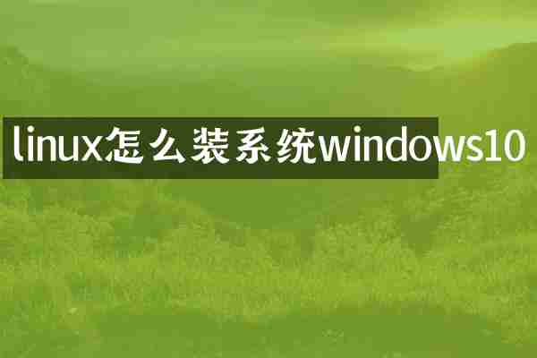linux怎么装系统windows10