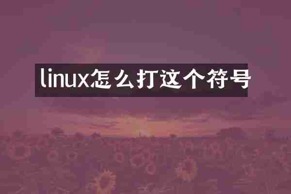 linux怎么打这个符号